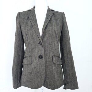 J. Crew Tailored Gray Striped Two Button Wool Blazer Jacket Women Size 2